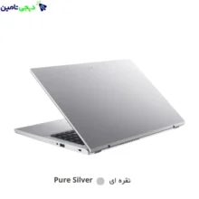 لپ‌تاپ Acer Aspire 315 نقره‌ای با طراحی مدرن و صفحه نمایش بزرگ، مناسب برای کارهای روزمره و استفاده اداری